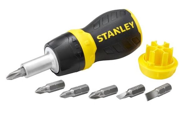 Викрутка Stanley Multibit Stubby, 1/4" бітотримач реверсний, 6 біт, SL,PH,PZ набір 7шт