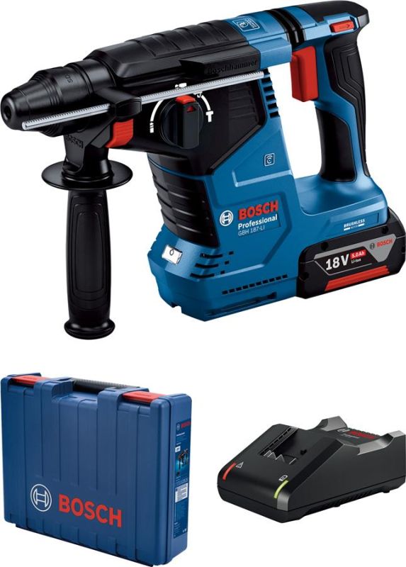 Перфоратор акумуляторний Bosch Professional GBH 187-LI SDS-plus 18В 1х5А·год 2.4Дж 3кг
