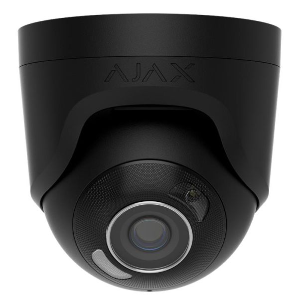 IP-Камера дротова Ajax TurretCam HL black, 5мп, 4мм, гібридне підсвічування IR 50м, білий Led 50м, Poe, True WDR, IP 65, ІЧ 50м, аудіо, 75° до 85°, купольна, чо