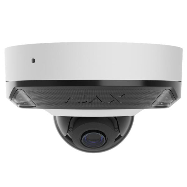IP-Камера дротова Ajax DomeCam Mini HL white, 8мп, 4мм, гібридне підсвічування IR 15м, білий Led 15м, Poe, True WDR, IP 65, ІЧ 15м, аудіо, кут огляду 75° до 85°