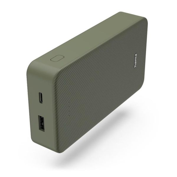 Акумулятор портативний літій-іонний Power Bank Hama 20000 мА·год, USB-C/USB-A, green