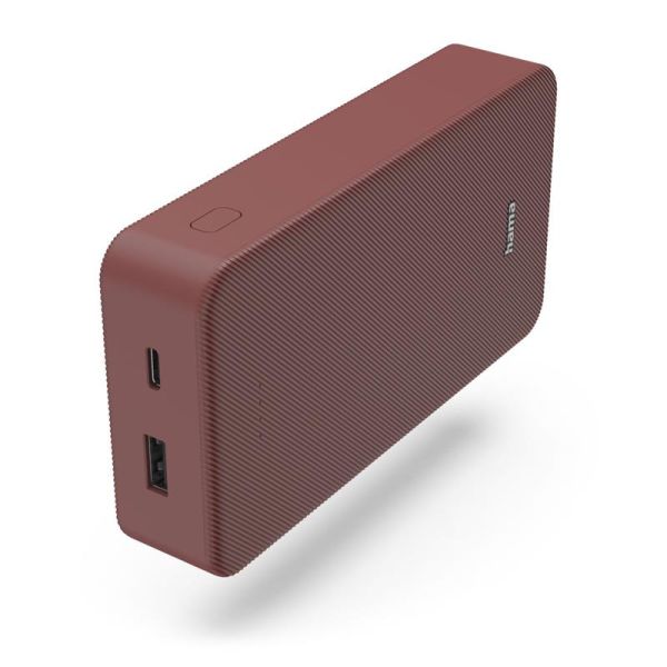 Акумулятор портативний літій-іонний Power Bank Hama 20000 мА·год, USB-C/USB-A, red