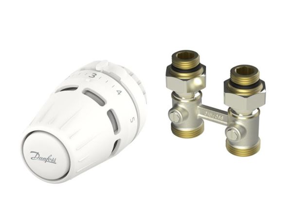 Комплект термостатичний Danfoss Regus RA + RLV-KB, Н-подібний, нижнє підкл, 1/2", прямий
