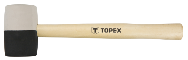 Киянка гумова TOPEX 450г 58мм руків'я дерев'яне чорно-біле
