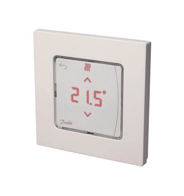 Терморегулятор Danfoss Icon2 RT, Display, +5...35 °C, програмований, дротовий, вбудований, 24В, білий