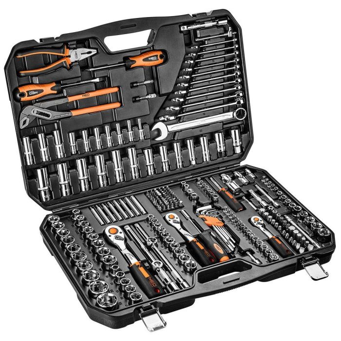Набір інструментів Neo Tools, 1/2", 1/4", 3/8", CrV, кейс, 233шт
