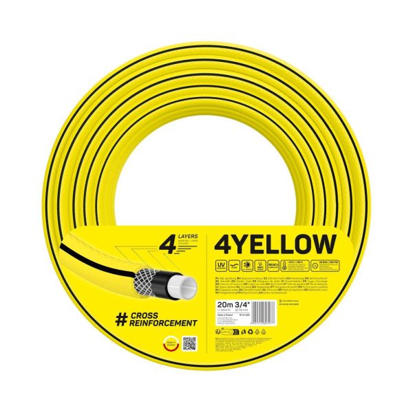Шланг садовий Cellfast 4YELLOW 3/4" 20м 4 шари до 20бар -10…+50°C