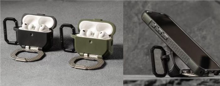 Чохол UAG для AirPods Pro (Gen 3, 2025) with Built-in Phone Stand, Monarch, Olive Drab/Silver