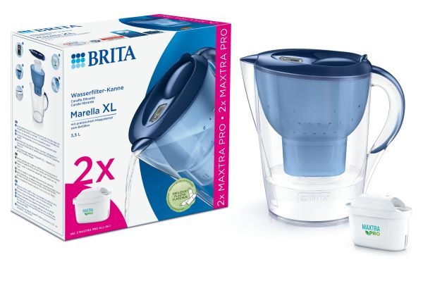 Фільтр-глечик Brita Marella XL Memo MXPro 3.5л (2л очищеної води) + 2 картриджа синій