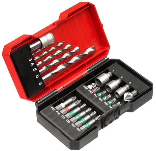 Набір біт та свердел по металу HSS Einhell, кейс S-Box, KWB, 22шт
