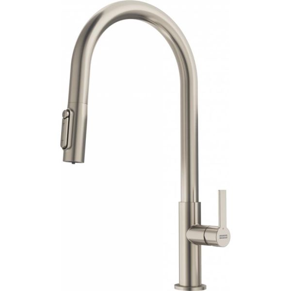 Змішувач для кухні Franke Maris Slim J Clear Water, довж.виливу - 221 мм, поворотний, 1+1 фільтр, сталь