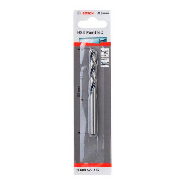 Свердло по металу Bosch Professional HSS-PointTeQ, 6х57х93мм