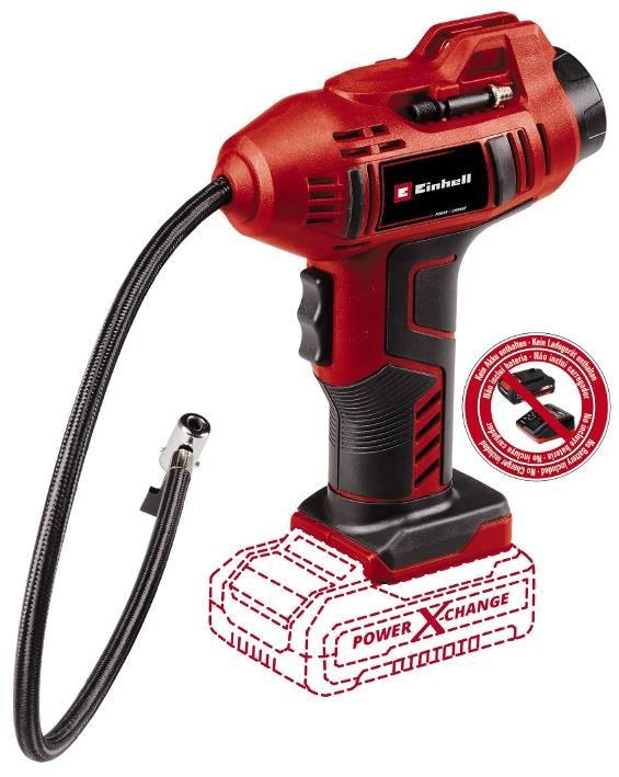 Компресор повітряний ручний Einhell CE-CC 18 Li - Solo, акумуляторний 18В PXC, до 12л/хв, 11бар, 0.76кг без АКБ та ЗП