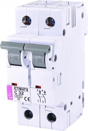 Автоматичний вимикач ETI, ETIMAT 6 2p С 32А (6 kA)