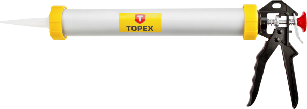 Пістолет для герметика TOPEX, 600мл, корпус алюмінієво-сталевий, робоча частина 380мм, обертальна руків’я