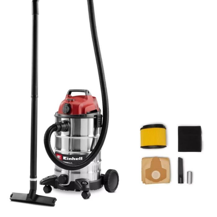 Пилосос професійний Einhell TC-VC 3055 SA 900Вт 190мбар контейнер 30л 230В/2000Вт вологе/сухе прибирання 5.3кг