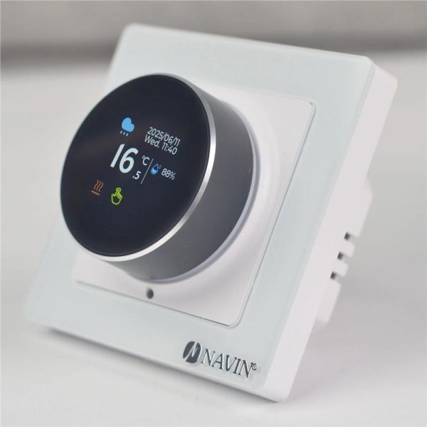 Терморегулятор Navin EH20R-16A 5...35 °C для теплої підлоги електронний Wi-Fi Tuya, Smart Life вбудований дротовий датчик 16A 230В білий