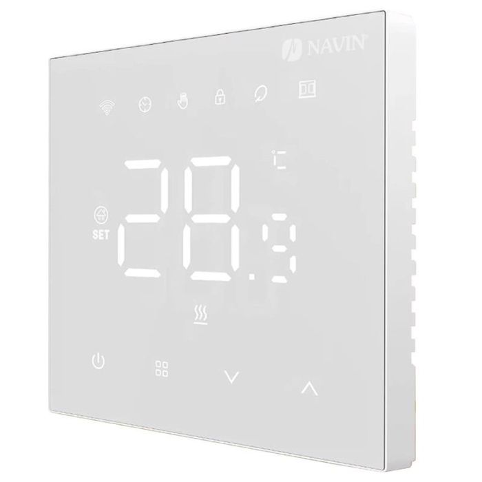 Терморегулятор Navin WT410W-16A 5...35 °C для теплої підлоги електронний Wi-Fi Tuya, Smart Life вбудований дротовий датчик 16A 230В білий