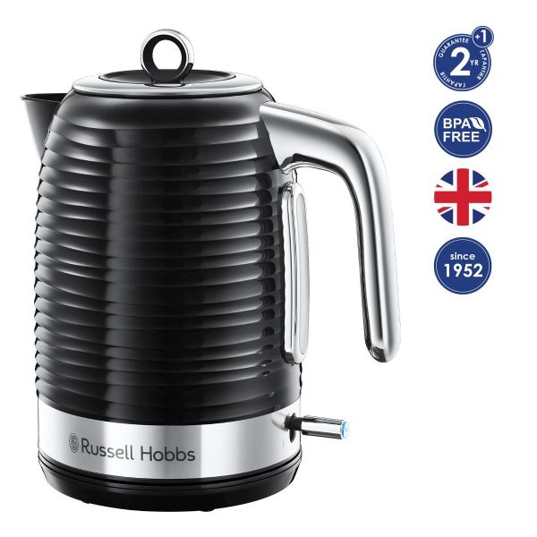 Електрочайник Russell Hobbs Inspire, 1.7л, пластик , чорно-сріблястий