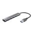 Хаб Trust Halyx USB-A > 4xUSB-А 3.2, Алюміній, 0.1м, Сірий