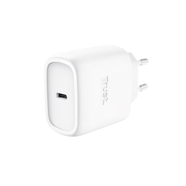 Зарядний пристрій мережевий Trust Maxo 45Вт, GaN, USB-C PD/PPS, білий