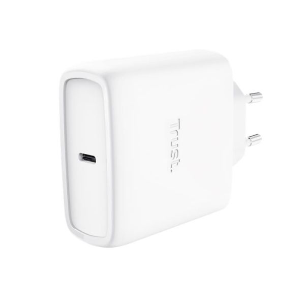 Зарядний пристрій мережевий Trust Maxo 65Вт, GaN, USB-C PD/PPS, білий