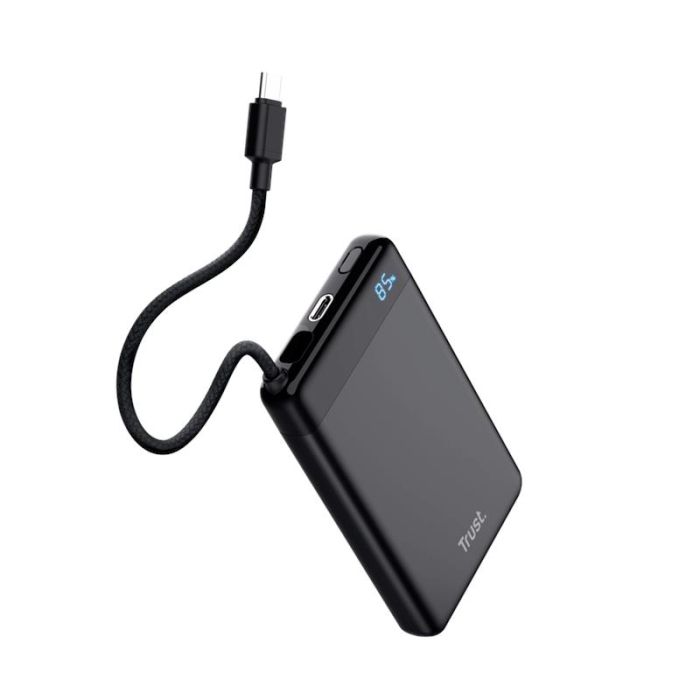 Акумулятор портативний літій-іонний power bank Trust Fiera, 10000мА·год, 2хUSB-C, 20W, PD/QC 3.0, чорний