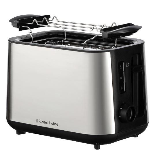 Тостер  Russell Hobbs Heaton, нержав., підігрів,разморозка, чорний+нерж