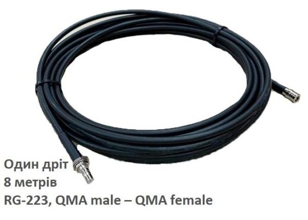 Антенний кабель 2E для антени Alientech, QMA male – QMA female, RG-223, 8м
