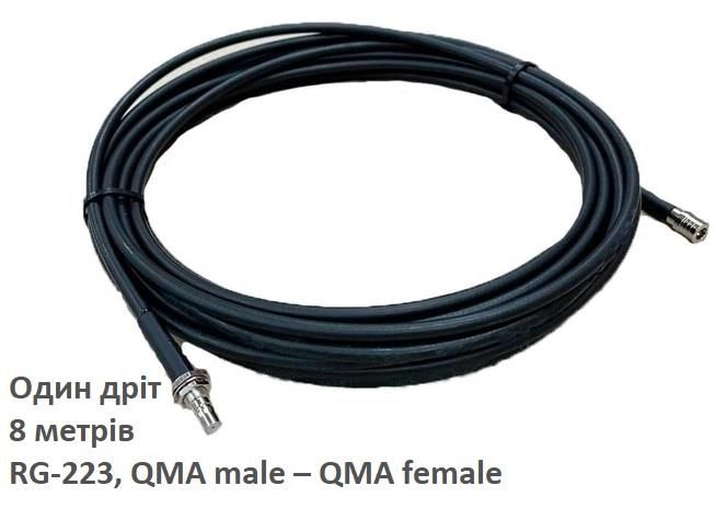 Антенний кабель 2E для антени Alientech, QMA male – QMA female, RG-223, 8м