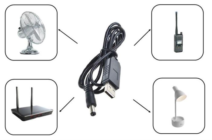 Кабель 2Е USB-A > DC 5.5х2.5мм живлення 1м, 12В/1A, чорний