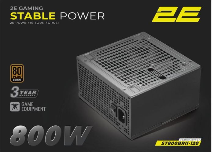 Блок живлення 2E GAMING Stable Power Pro ATX3.1 GEN5.0 (800W), >85%, 80+ Bronze, 120мм, 1xMB 24pin(20+4), 2xCPU 8pin(4+4), 3xMolex, 6xSATA, 4xPCIe 8pin(6+2), 1x