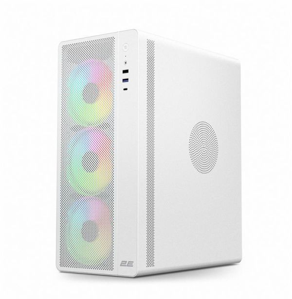 Корпус 2E GAMING Credo Plus V510W без БЖ, 1xUSB3.0, 1х USB 2.0, 1xUSB Type-C, 4x120мм RGB Rainbow, VGA 310мм, TG Side Panel, ATX, білий