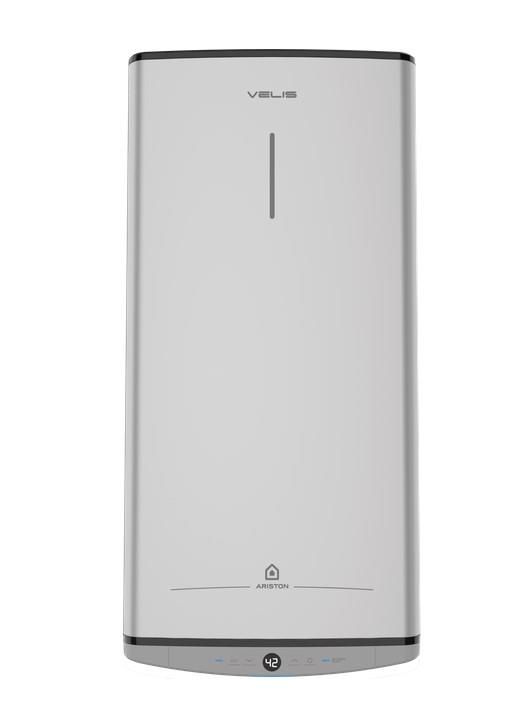 Водонагрівач електр. Ariston плаский слім VELIS TECH 80 EU, 80л, 2*1,5кВт, ун. монтаж, електр. кер-ння, B, Італія, Сірий
