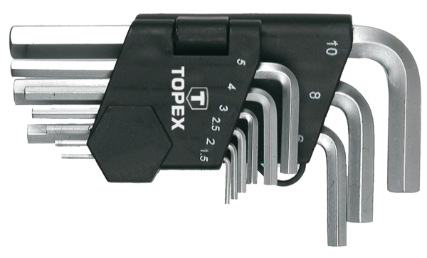 Ключі шестигранні TOPEX, короткі, CrV, 1.5-10мм, набір 9шт