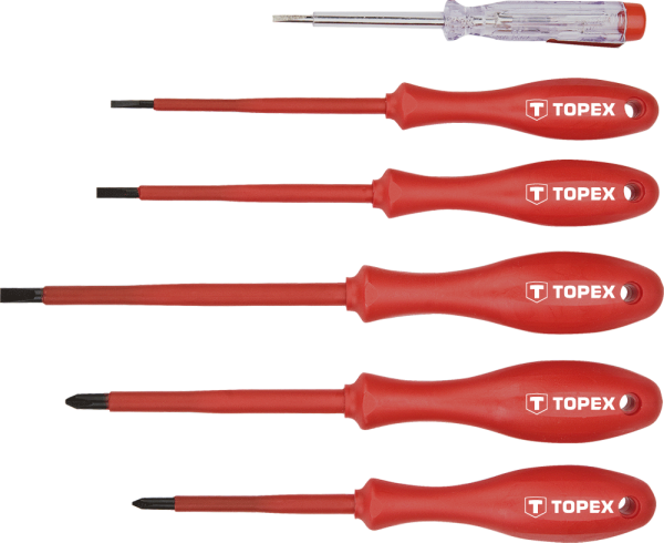 Викрутки TOPEX діелектричні, тестер напруги, SL,PH, сталь CrMo набір 6шт