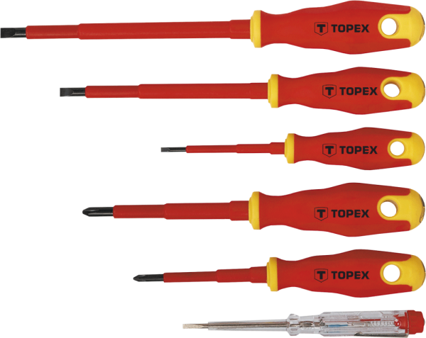 Викрутки TOPEX діелектричні, тестер напруги, SL,PH, сталь CrV, набір 6шт