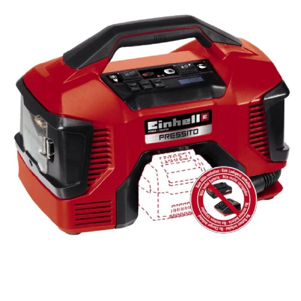 Компресор автомобільний гібридний Einhell PRESSITO, PXC, 220В або 1х18В, 0.83кг
