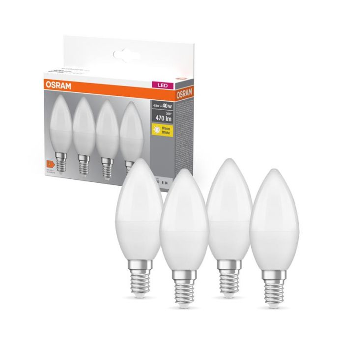 Набір ламп 4шт OSRAM LED E14 4.9Вт 2700K 470Лм B40