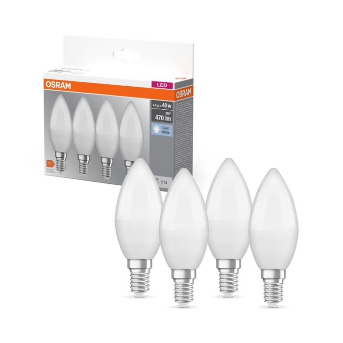 Набір ламп 4шт OSRAM LED E14 4.9Вт 4000К 470Лм B40