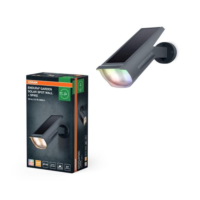 Світильник автономний OSRAM ENDURA GARDEN SOLAR SPOT RGBW 0.5Вт 3000К 55Лм IP44 чорний