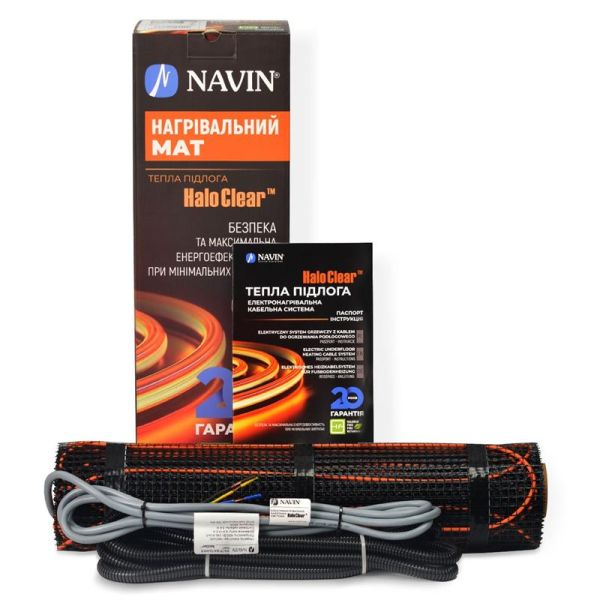 Мат нагрівальний Navin HaloClear 190/420 двожильний для систем опалення 2.0м кв, 0.5х4.0м 420Вт 230В