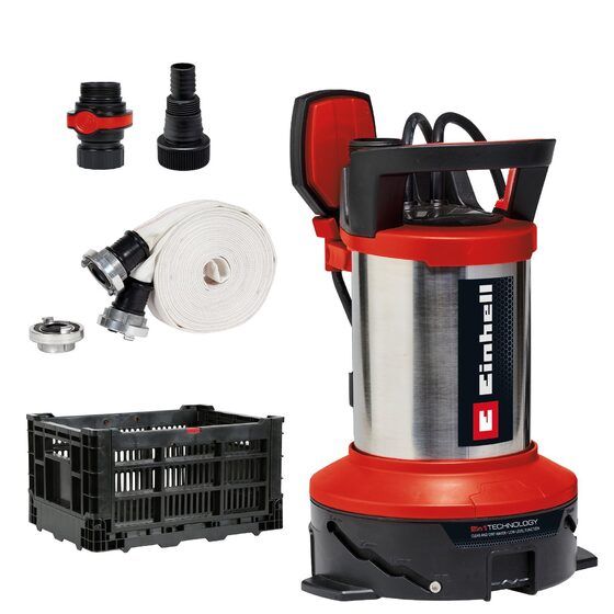 Насос дренажний Einhell Flutset GE-DP 7535 N LL ECO 750Вт, 18500л/год, вис. 9м, глиб. 7м, нержавіюча сталь, 5.7кг