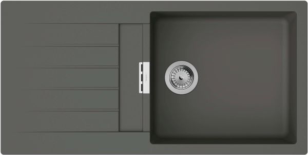 Мийка кухонна Hansgrohe S52, граніт, прямокутник, з крилом, 980х480х190мм, чаша - 1, врізна, S52-F480, сірий камінь