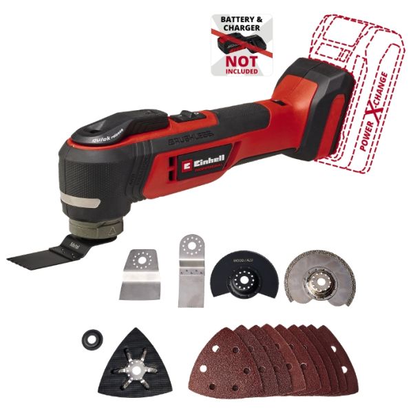 Багатофункціональний інструмент акумуляторний Einhell Professional TP-MG 18 Li BL - Solo PXC 18В 11000-20000кол/хв кут коливань 3.2° 1.08кг без АКБ та ЗП