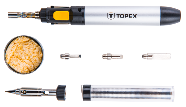Паяльник газовий TOPEX 400°C паливо 12мл 4 насадки