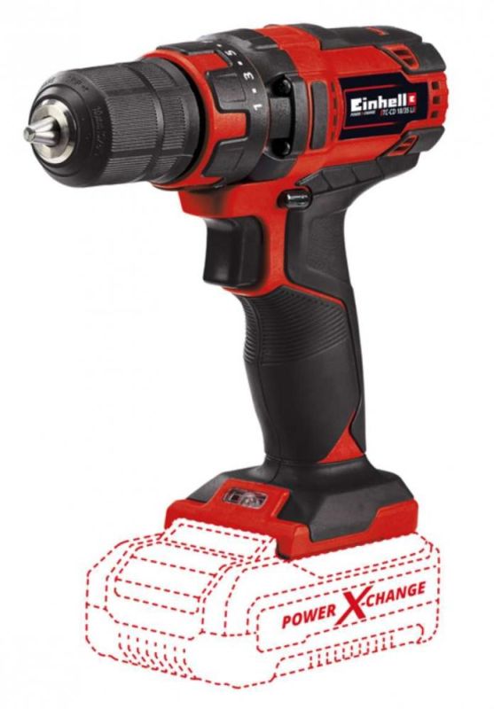 Шурупокрут-дриль акумуляторний Einhell TC-CD 18·35 Li-Solo PXC 18В 35Нм 550об/хв 0.97кг без АКБ та ЗП