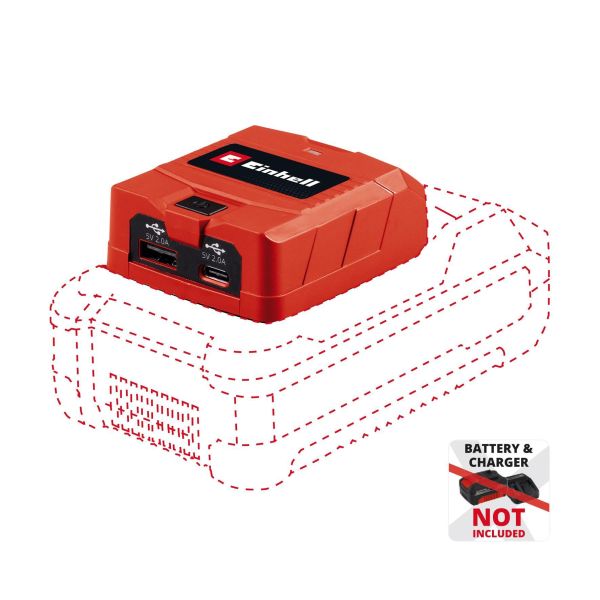 Зарядний пристрій USB акумуляторний Einhell TC-CP 18 Li USB A/C - Solo PXC 18В Type-A/Type-C 2 A 0.06кг без АКБ та ЗП