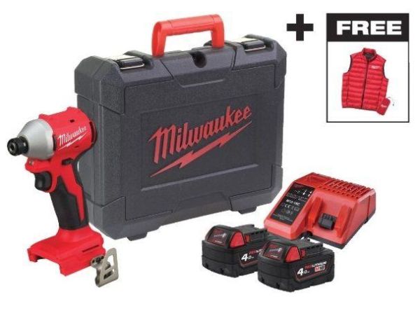Гвинтоверт ударний акумуляторний Milwaukee M18 BLIDRC-402C 18В АКБ 2х4А·год 190Нм 0-3600об/хв ЗП M12-18C жилетка кейс 1.3кг