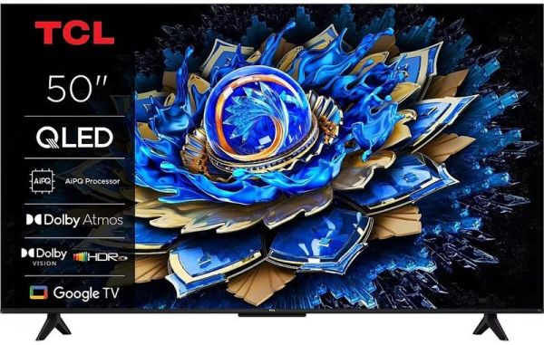Телевізор 50" TCL QLED 4K 60Hz Smart Google TV Black